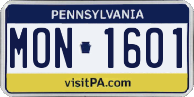 PA license plate MON1601