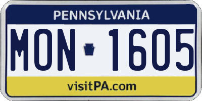 PA license plate MON1605