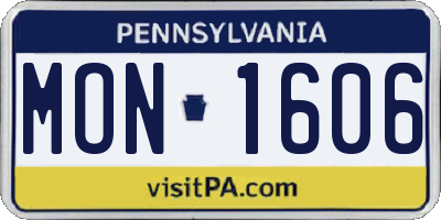 PA license plate MON1606