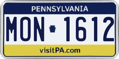 PA license plate MON1612