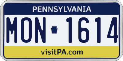 PA license plate MON1614