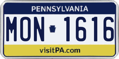 PA license plate MON1616