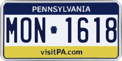 PA license plate MON1618