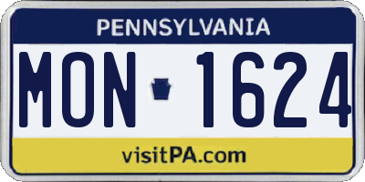 PA license plate MON1624
