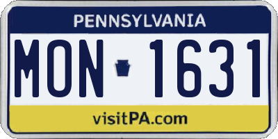 PA license plate MON1631