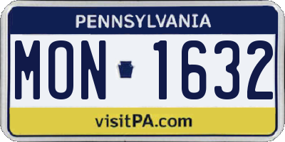 PA license plate MON1632