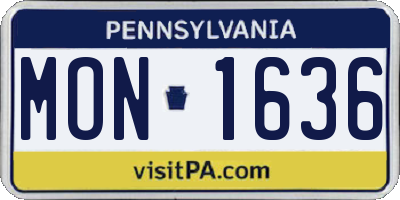 PA license plate MON1636