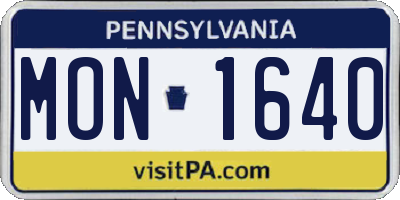 PA license plate MON1640
