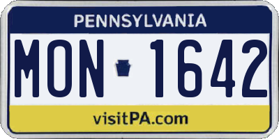 PA license plate MON1642