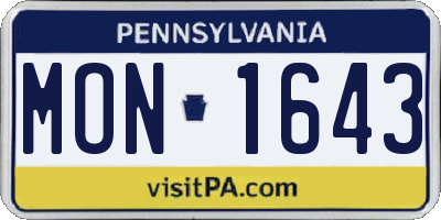 PA license plate MON1643