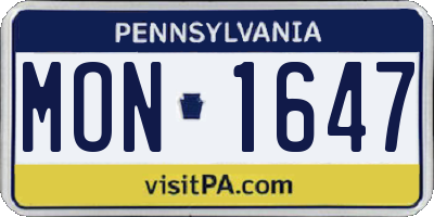 PA license plate MON1647