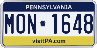 PA license plate MON1648