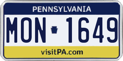 PA license plate MON1649