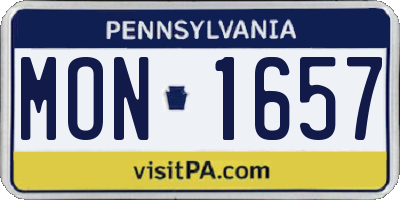PA license plate MON1657