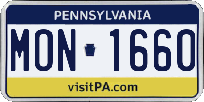 PA license plate MON1660