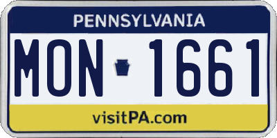 PA license plate MON1661