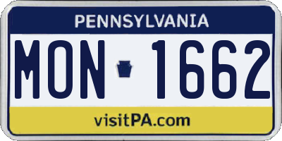 PA license plate MON1662