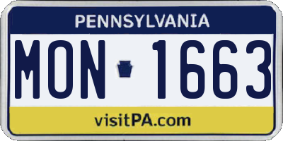 PA license plate MON1663