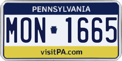 PA license plate MON1665