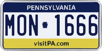 PA license plate MON1666