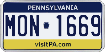 PA license plate MON1669