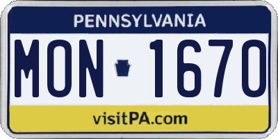 PA license plate MON1670