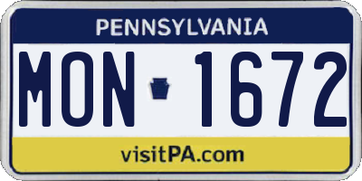 PA license plate MON1672