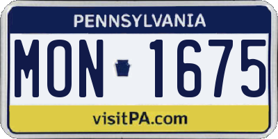 PA license plate MON1675