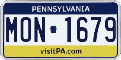 PA license plate MON1679