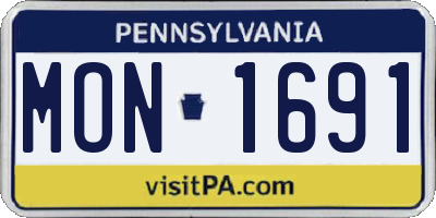 PA license plate MON1691