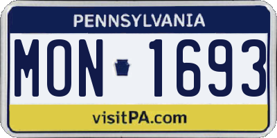 PA license plate MON1693