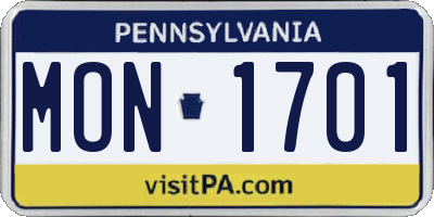 PA license plate MON1701