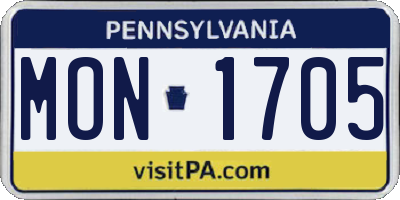 PA license plate MON1705