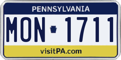 PA license plate MON1711