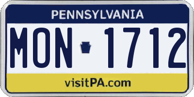 PA license plate MON1712