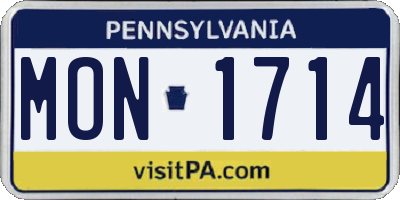 PA license plate MON1714