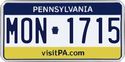 PA license plate MON1715