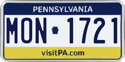 PA license plate MON1721