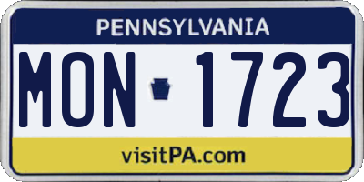PA license plate MON1723