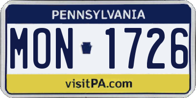 PA license plate MON1726