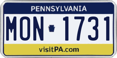 PA license plate MON1731