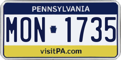 PA license plate MON1735