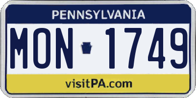 PA license plate MON1749