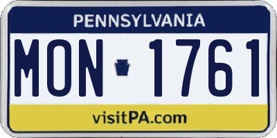 PA license plate MON1761