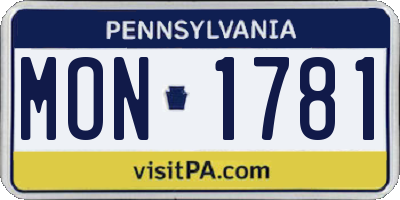 PA license plate MON1781