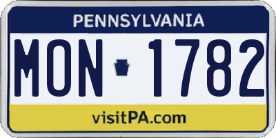 PA license plate MON1782