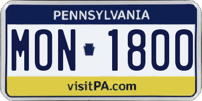 PA license plate MON1800