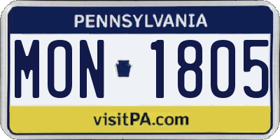 PA license plate MON1805