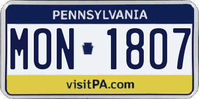 PA license plate MON1807
