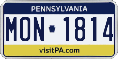 PA license plate MON1814